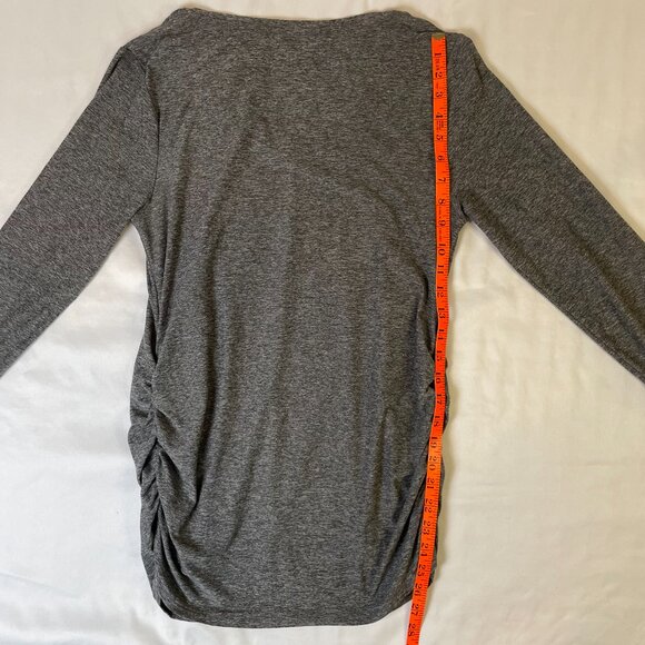 Time and Tru Maternity Top Size S Heather Gray Stretch Long Sleeves Ruched VNeck - Picture 6 of 7